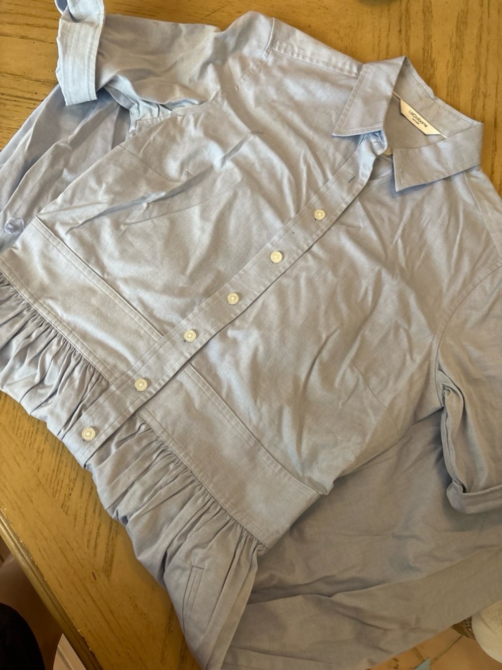 Liz Claiborne Light Blue Button-Front Peplum Shirt
